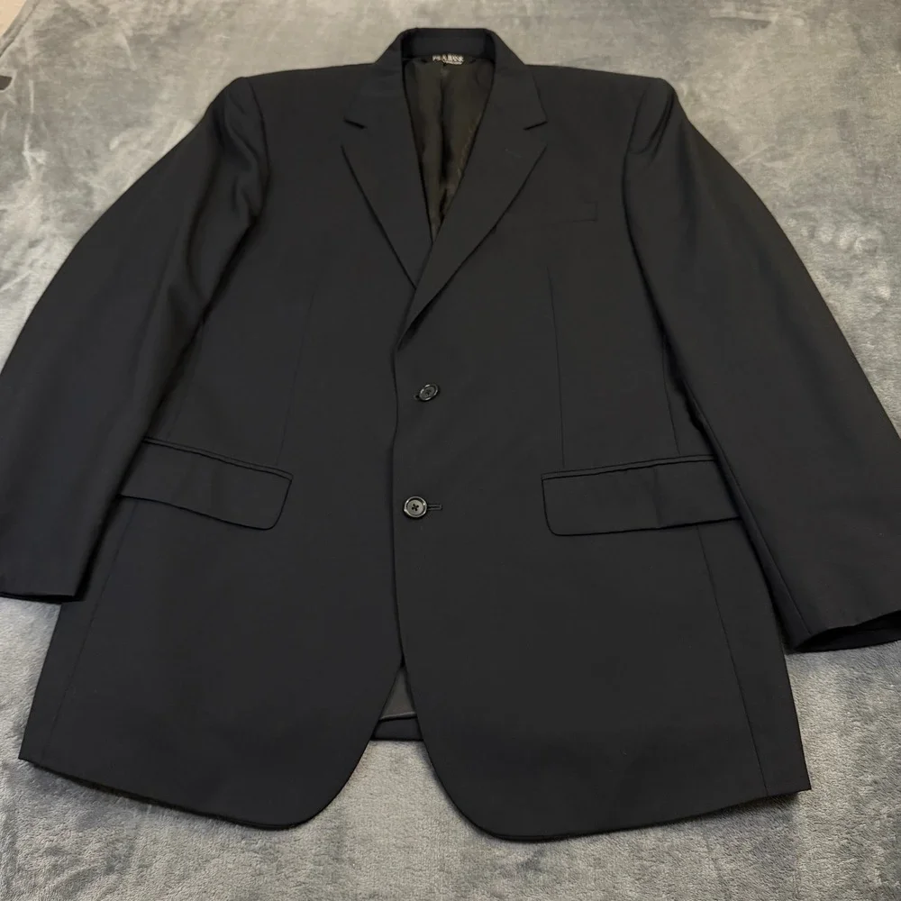 Jos A Bank Two Button Blazer Suit Jacket Mens 43 Regular Black Wool